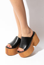 Black Faux Leather Platform Sandals