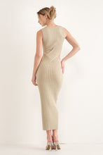 Khaki Waist Cut Out Ribbed Knit Dress