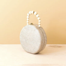 Dusty Rose Round Handbag with Wood Bead Handle