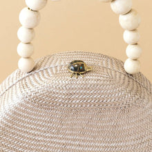 Dusty Rose Round Handbag with Wood Bead Handle