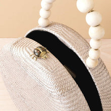 Dusty Rose Round Handbag with Wood Bead Handle