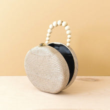 Dusty Rose Round Handbag with Wood Bead Handle