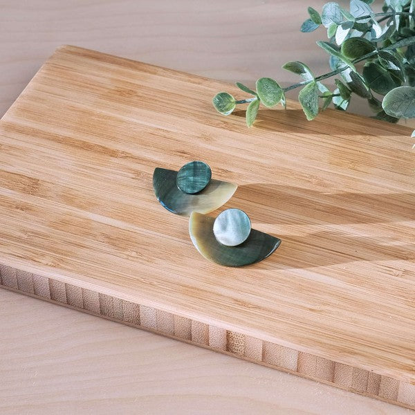 Grey Circle and Halfmoon Geometric Studs