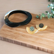 Dark Two-Tone Circle and Halfmoon Geometric Studs