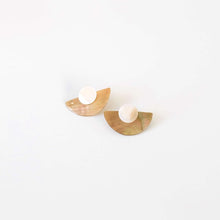 Light Two-Tone Circle and Halfmoon Geometric Studs