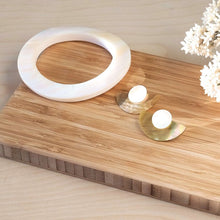Light Two-Tone Circle and Halfmoon Geometric Studs