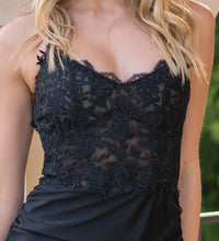 Black Strap Lace Bra Open Back Long Evening Gown
