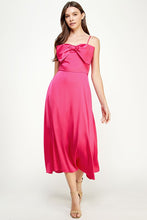 Hot Pink Bow Detail Satin Dress