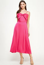 Hot Pink Bow Detail Satin Dress