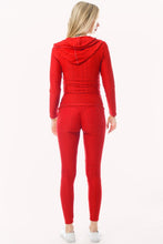 Red Scrunch Butt Active Leggings & Zip Up Jacket Set