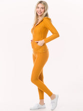 Mustard Scrunch Butt Active Leggings & Zip Up Jacket Set