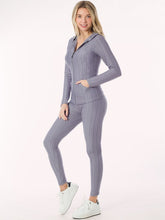 Light Grey Scrunch Butt Active Leggings & Zip Up Jacket Set