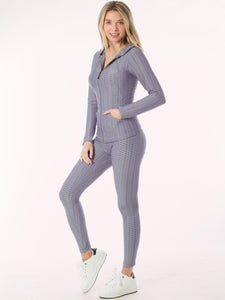 Light Grey Scrunch Butt Active Leggings & Zip Up Jacket Set