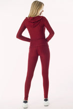 Burgundy Scrunch Butt Active Leggings & Zip Up Jacket Set