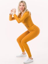 Mustard Scrunch Butt Active Leggings & Zip Up Jacket Set