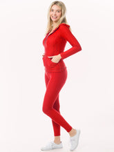 Red Scrunch Butt Active Leggings & Zip Up Jacket Set
