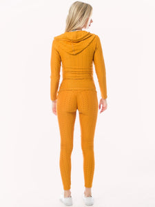 Mustard Scrunch Butt Active Leggings & Zip Up Jacket Set