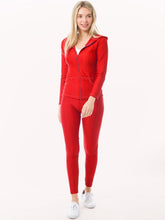 Red Scrunch Butt Active Leggings & Zip Up Jacket Set