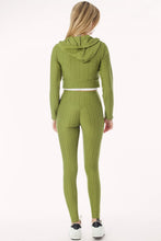 Olive Scrunch Butt Lift Leggings & ZipUp Crop Jacket Set
