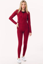 Burgundy Scrunch Butt Lift Leggings & ZipUp Crop Jacket Set