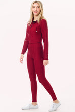 Burgundy Scrunch Butt Lift Leggings & ZipUp Crop Jacket Set
