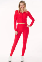 Red Scrunch Butt Lift Leggings & ZipUp Crop Jacket Set
