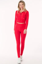 Red Scrunch Butt Lift Leggings & ZipUp Crop Jacket Set