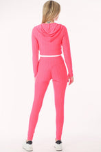 Neon Pink Scrunch Butt Lift Leggings & ZipUp Crop Jacket Set