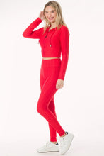 Red Scrunch Butt Lift Leggings & ZipUp Crop Jacket Set