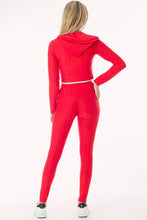 Red Scrunch Butt Lift Leggings & ZipUp Crop Jacket Set