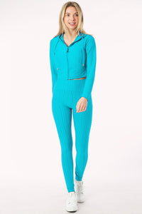 Mint Scrunch Butt Lift Leggings & ZipUp Crop Jacket Set
