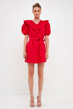 Red Smocked Ruffled Mini Dress