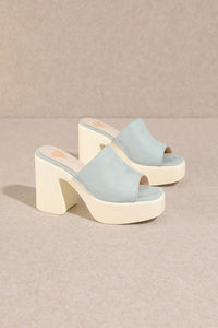 Blue Summer Chunky High Heel Sandals