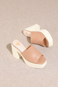 Nude Pink Summer Chunky High Heel Sandals