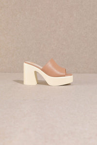 Nude Pink Summer Chunky High Heel Sandals