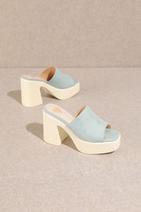 Blue Summer Chunky High Heel Sandals