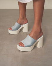 Blue Summer Chunky High Heel Sandals