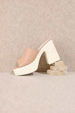 Nude Pink Summer Chunky High Heel Sandals
