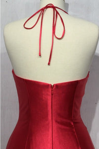 Red Satin Corset Fitted Gown