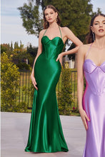 Emerald Satin Corset Fitted Gown