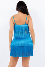 Aqua Fringe Mini Skirt And Crop Top Set