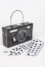 Black Scarf Handle Camera Convertible Clutch
