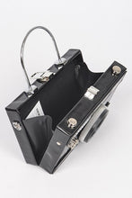 Black Scarf Handle Camera Convertible Clutch
