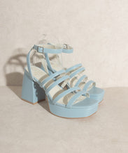 Blue Summer Thick Heel High Heels