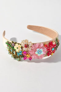 Multi-Color Floral Satin Headband
