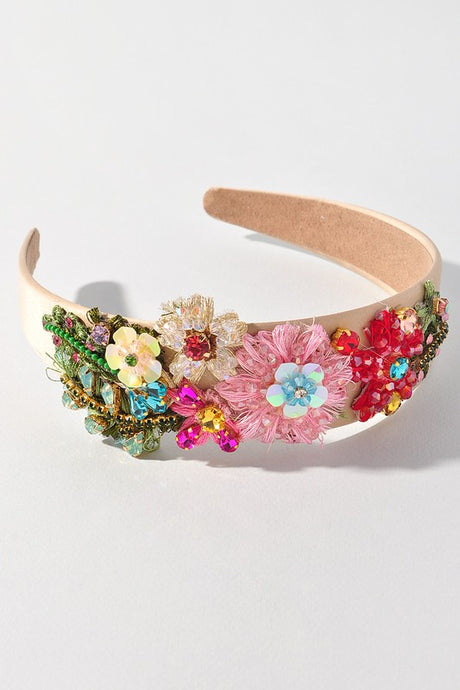 Multi-Color Floral Satin Headband