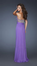 Purple Lattice Patterned Beaded Back Long Dress
