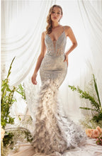 Silver Feather Mermaid Gown