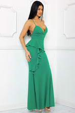 Emerald Ruffle On The Side Mermaid Maxi Dress