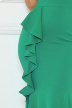 Emerald Ruffle On The Side Mermaid Maxi Dress
